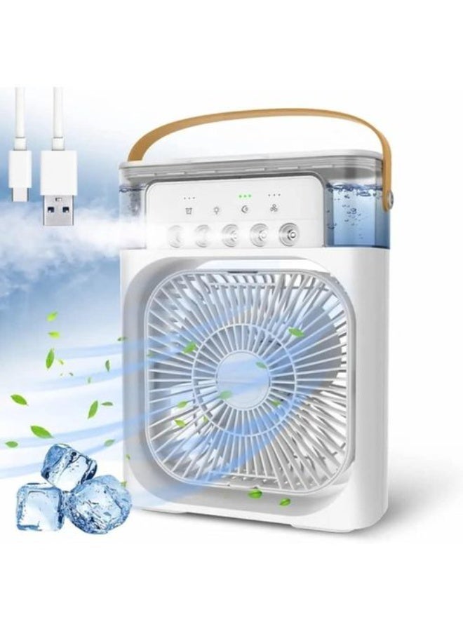 Portable Air Conditioner Fan Mini Evaporative Air Cooler with 7 Colors LED Light 1/2/3 H Timer 3 Wind Speeds and 3 Spray Modes for Office Home Dorm Travel(White) - Image 1